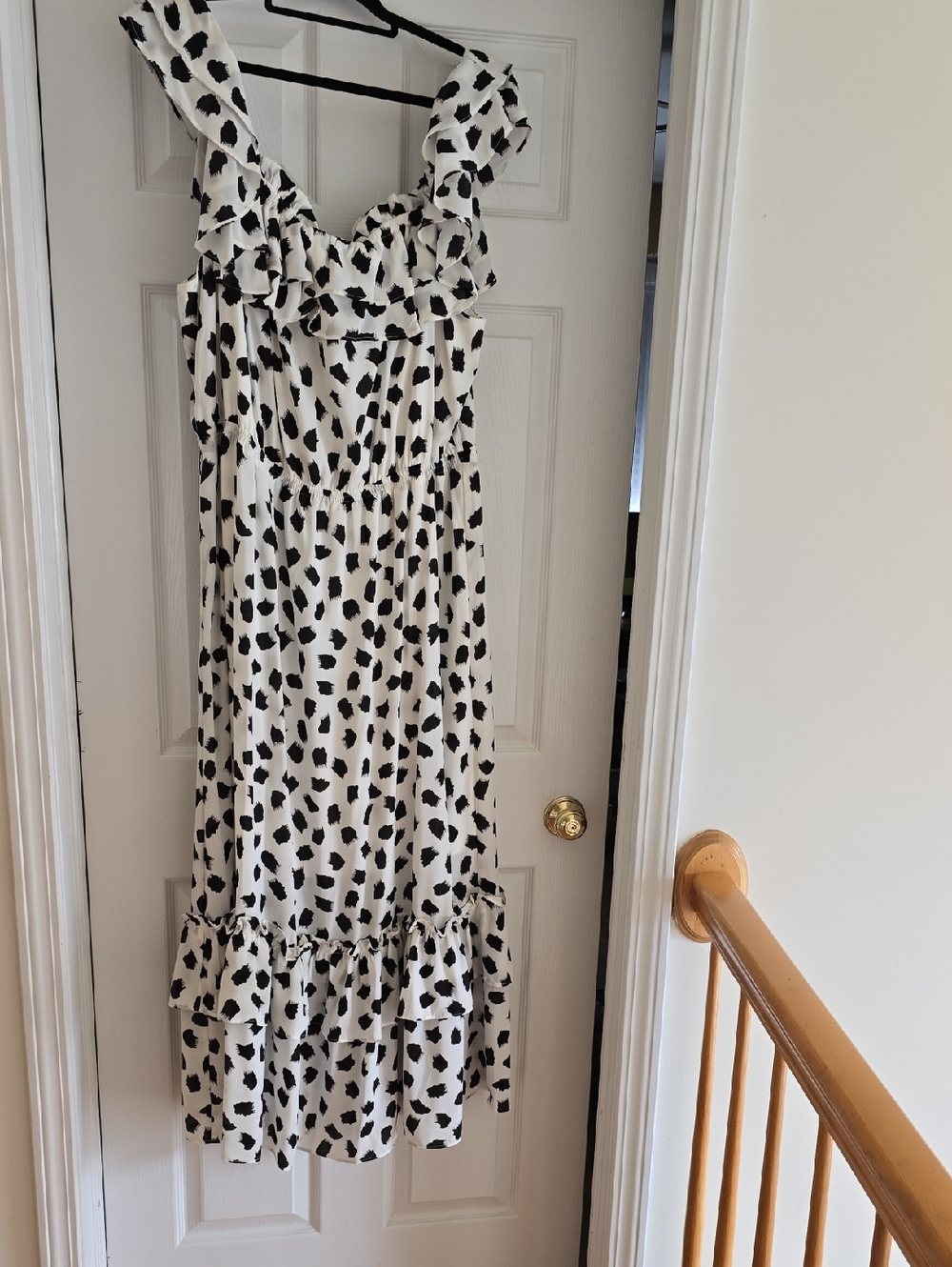 Lane Bryant Black and White Ruffle Maxi Dress